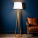Floor Lamp Timber Tripod Ring White Shade 60W E27 Floor Lamp Timber Tripod Ring White Shade 60W E27